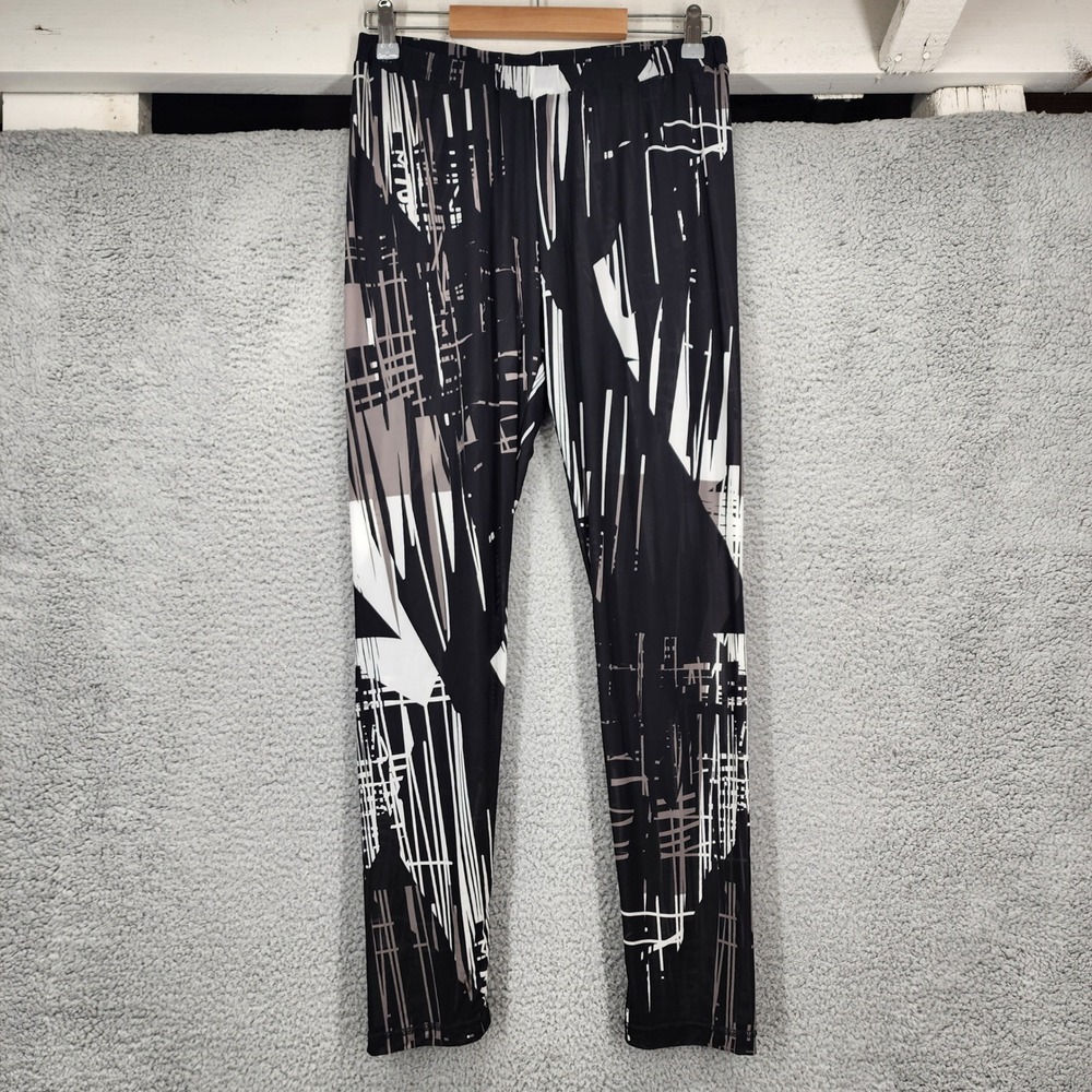 LINK Womens Abstract Geometric Mesh Leggings Black White Grey Large Croatia